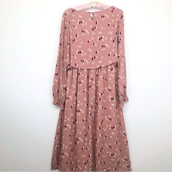 Orange Creek LA Gliks Mauve Pink Modest Diamond Print Long Sleeve Dress NEW - Picture 8 of 16